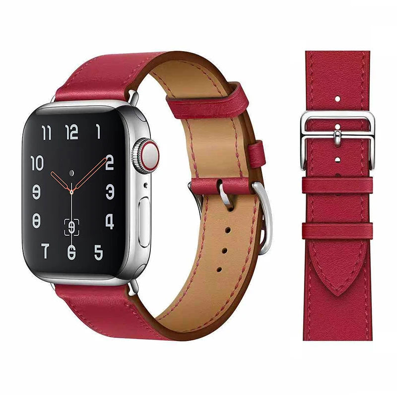 Genuine Leather Bracelet Strap For Apple Watch Band 45mm 49mm 41mm 44mm 42mm 40mm band iWatch Ultra/2 10 42/46mm 9 8 7 6 5 4 SE